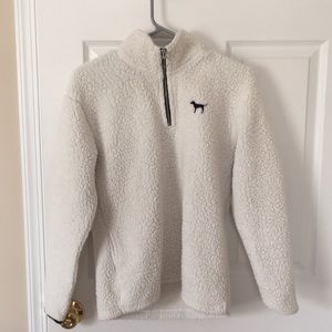 PINK (Victoria Secret) White Quarter Zip Sherpa